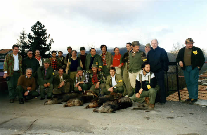 Una delle prime squadre di caccia al cinghiale di Fontanarossa